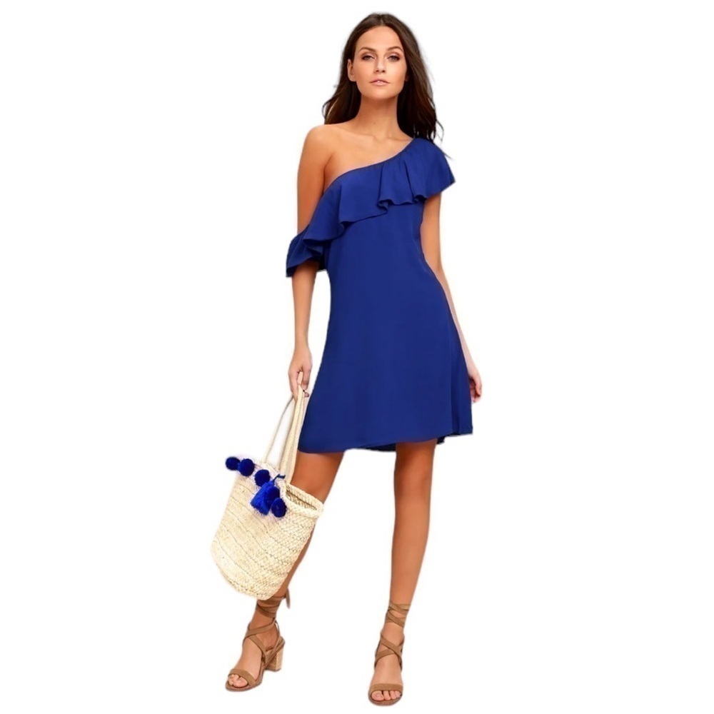 ASTR the Label Marisol Royal Blue Off-the-Shoulder Dress. Size S #929